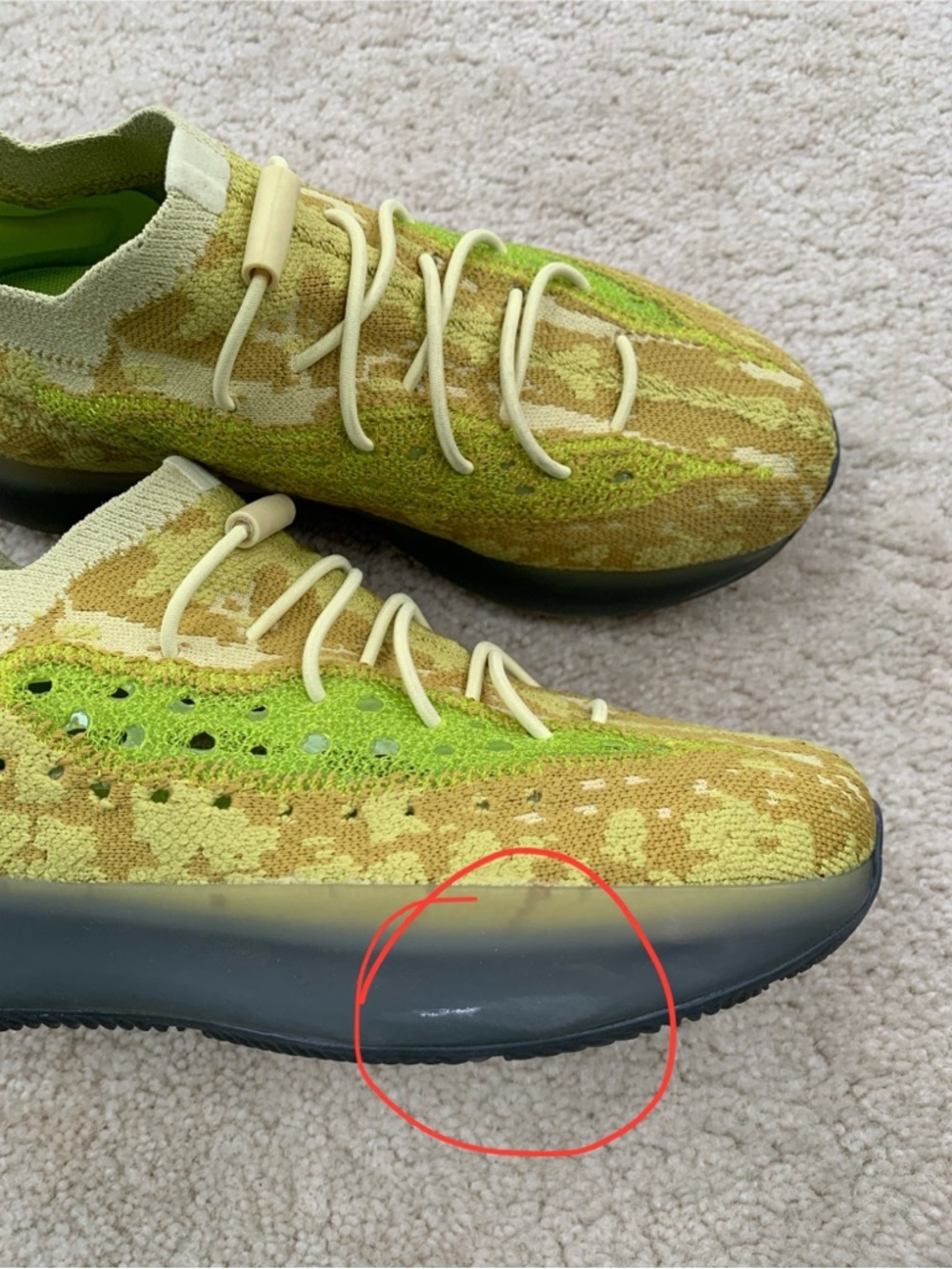 Adidas Big Kid Size 3.5 Yeezy Boost 380 Hylte Neon Lime Green Slip In Sneakers - Picture 15 of 15